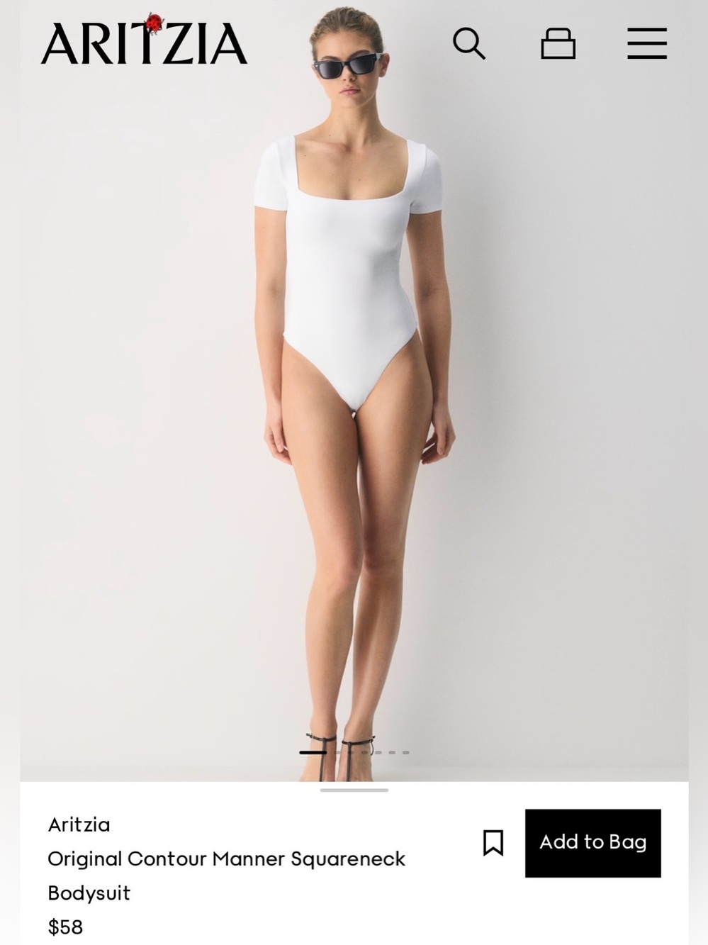 Aritzia Babaton White Square-Neck Bodysuit